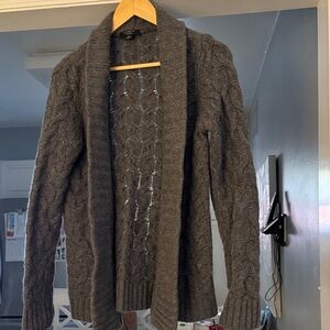 Ann Taylor Gray Cable Cashmere Cardigan